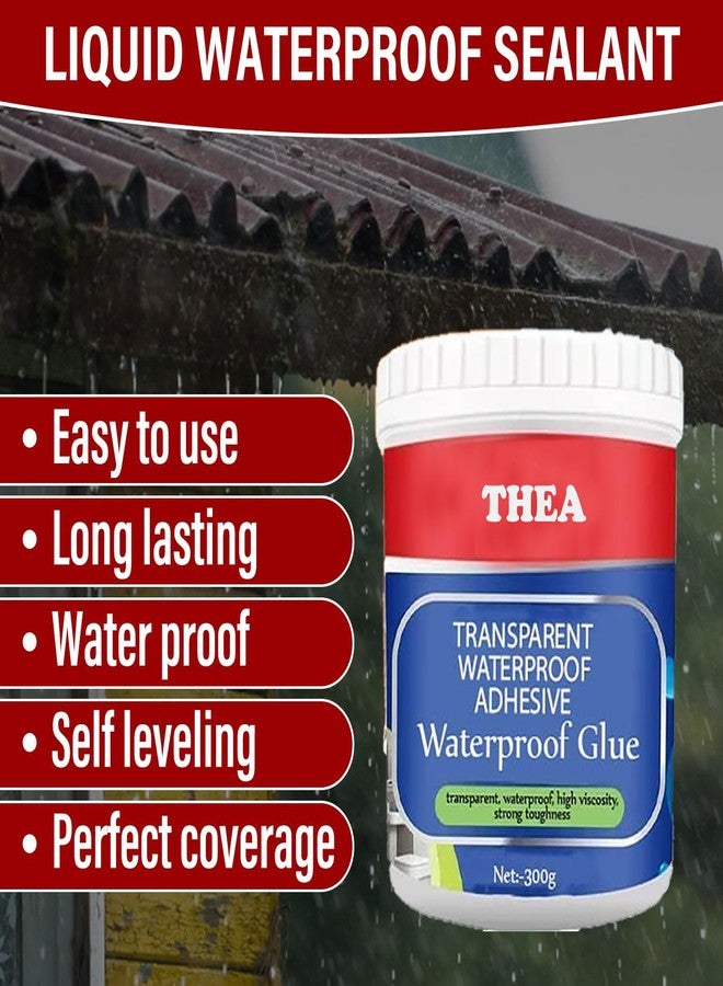 Thea Invisible Crack Seal Glue with Brush I Transparent Waterproof Glue for Roof Leakage I Crack Seal Agent Roof Water Leakage Solution Water Proof Glue Waterproofing for Pipe,Wall &Tiles(300gm+Brush) - Image 2